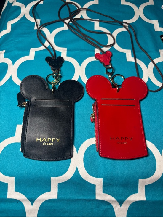 Disney Handbags - New Mickey Ear Crossbody Card Holders in Black & Red